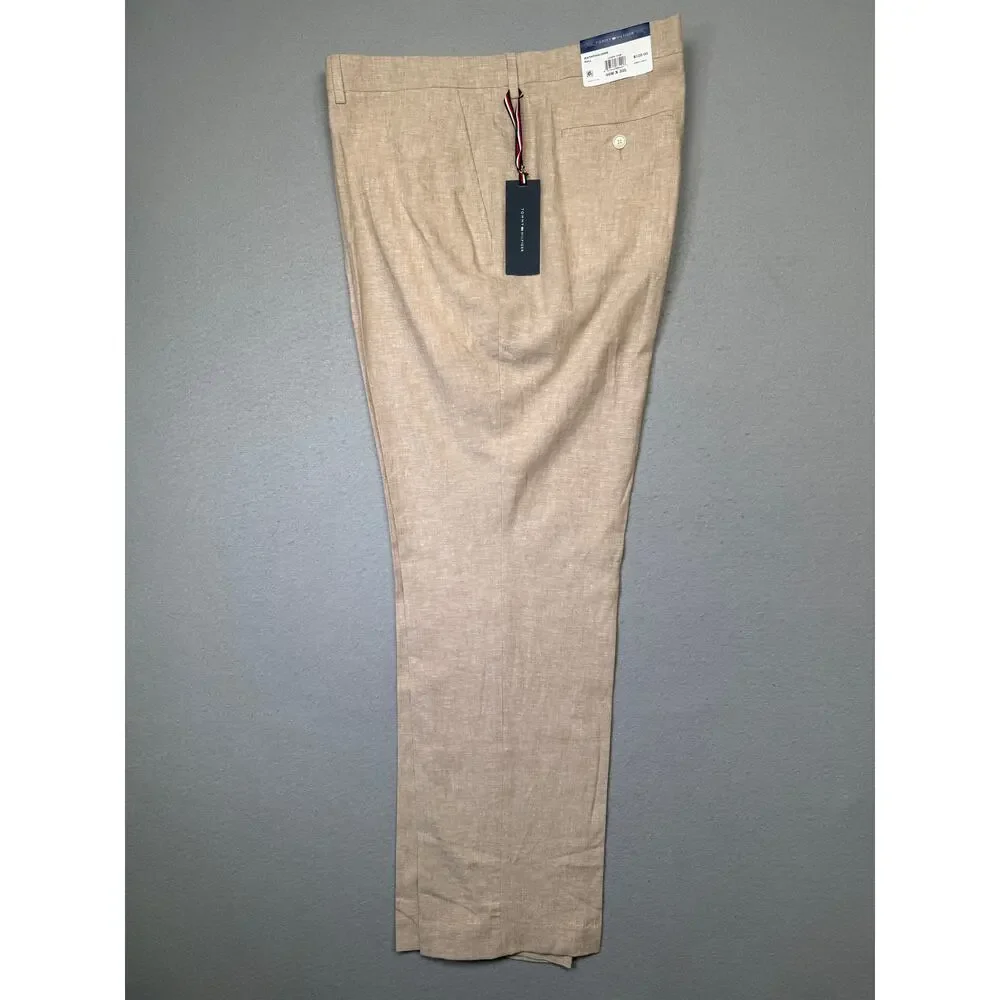 Tommy Hilfiger Men's Modern-Fit Linen Blend Pants Light tan 46x32 $125